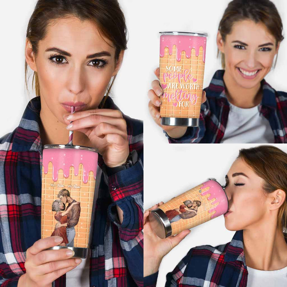 Some People Are Worth Melting For - Personalized Couple Tumbler