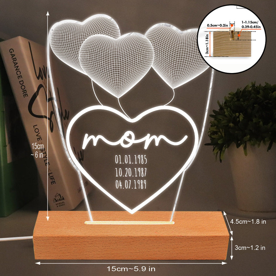 Love You Mom - Gift for mom, grandma, grandpa, husband, wife, dad - Personalized Shaped Plaque Light Base