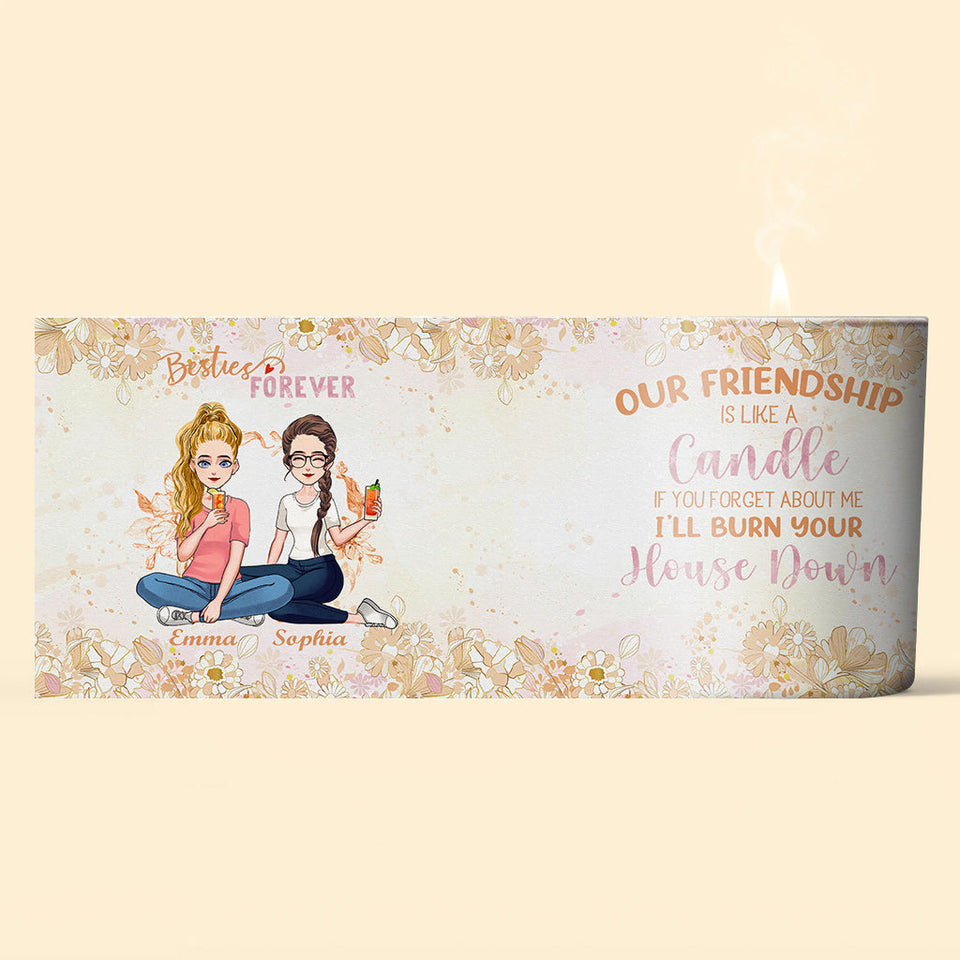 Our Frienship Is Like This Candle - Personalized Bestie Candle With Wooden Lid