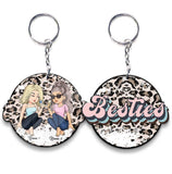 Besties Leopard - Personalized Keychain (Printed On Both Sides)