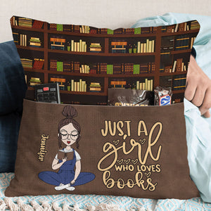 Just A Girl Who Loves Books - Personalized Book Pocket Pillow