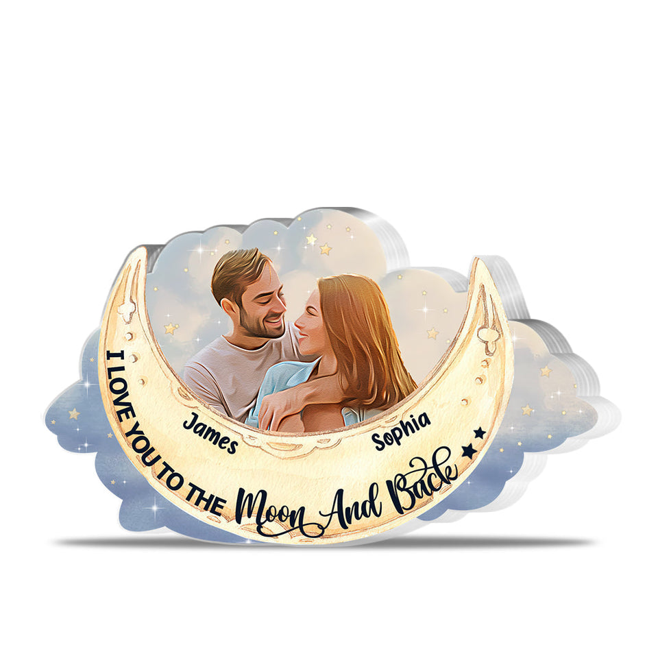 I Love You To The Moon And Back - Personalized Couple Custom Shaped Acrylic Plaque