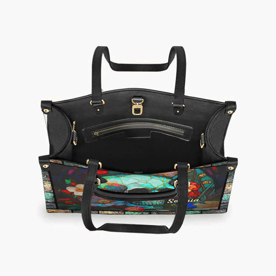 Floral Skull - Personalized Skull Leather Handbag