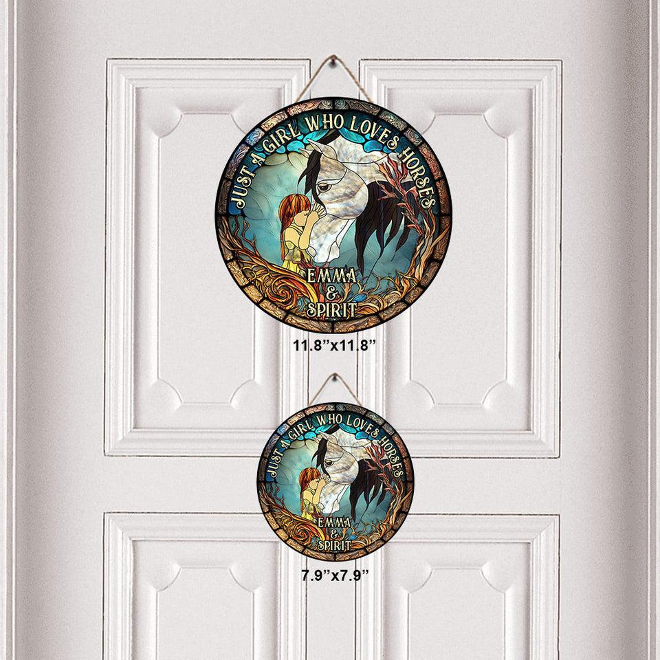 Just A Girl Who Loves Horses - Personalized Horse Round Wood Sign