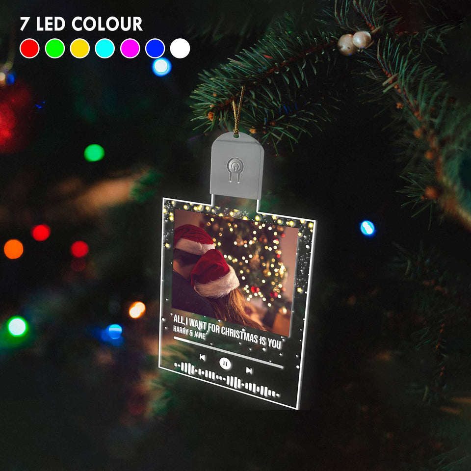 All I Want For Christmas Is You - Personalized Christmas Couple Shaped Led Acrylic Ornament