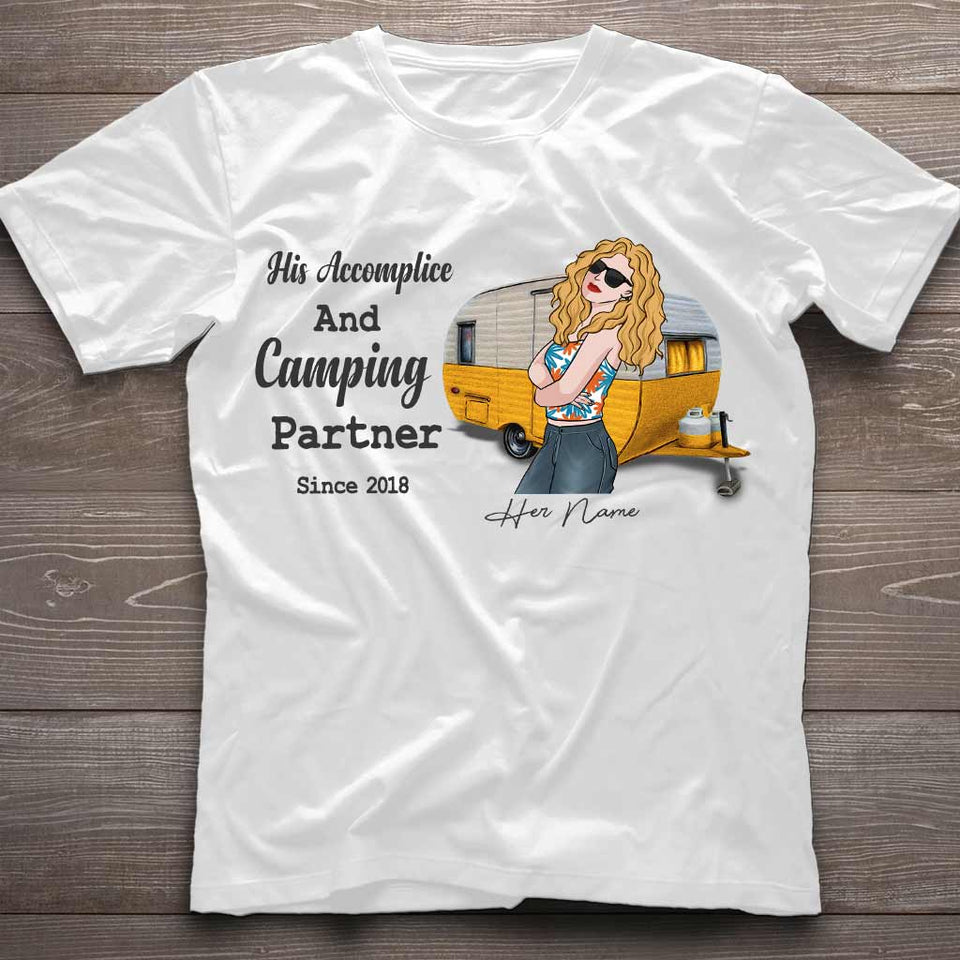 His Accomplice And Camping Partner - Personalized Couple T-shirt and Hoodie
