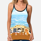 Summer On The Beach - Cat Cross Tank Top