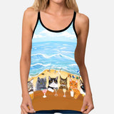 Summer On The Beach - Cat Cross Tank Top