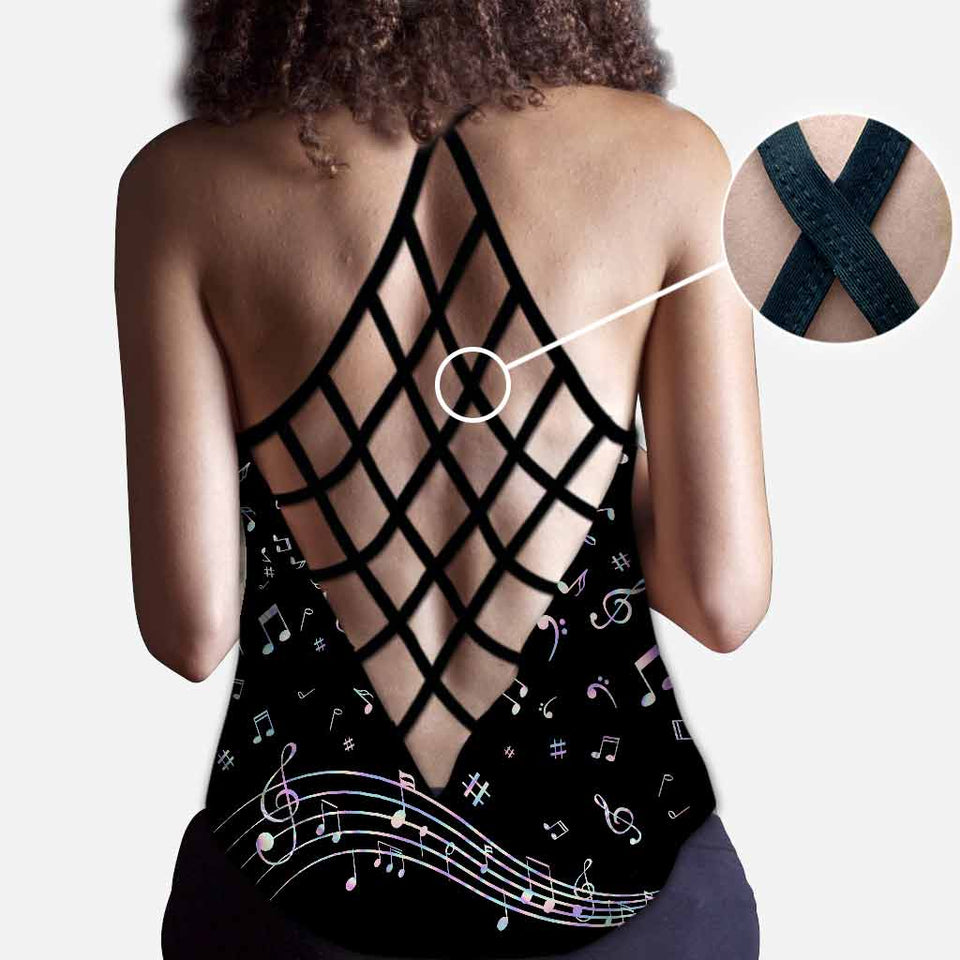 Love Music - Piano Cross Tank Top