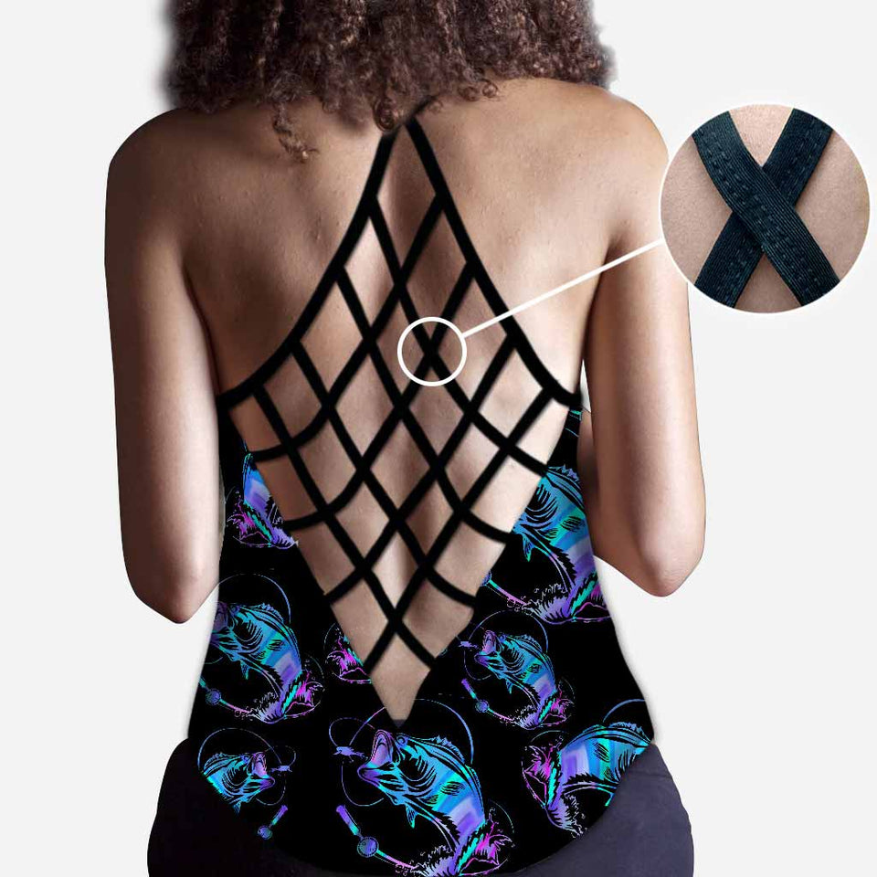 Love Fishing Girl Cross Tank Top