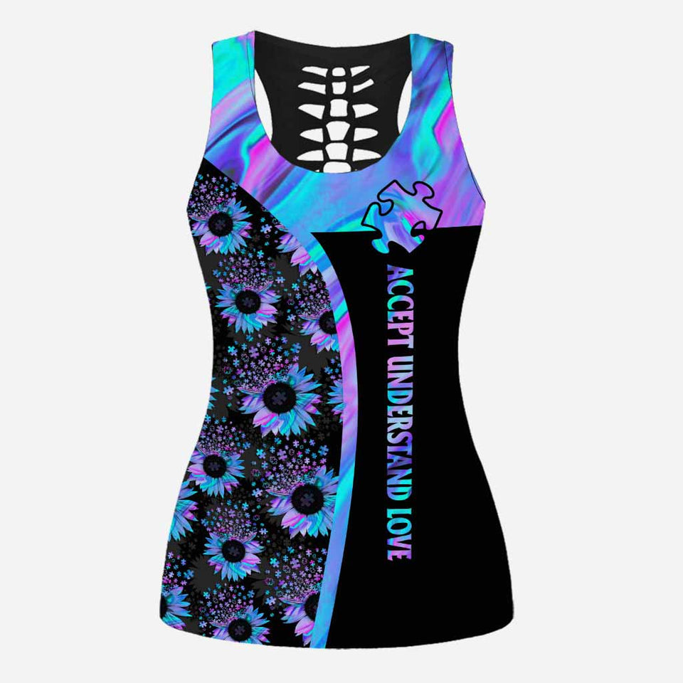 Accept Understand Love - Autism Awareness Leggings And Hollow Tank Top