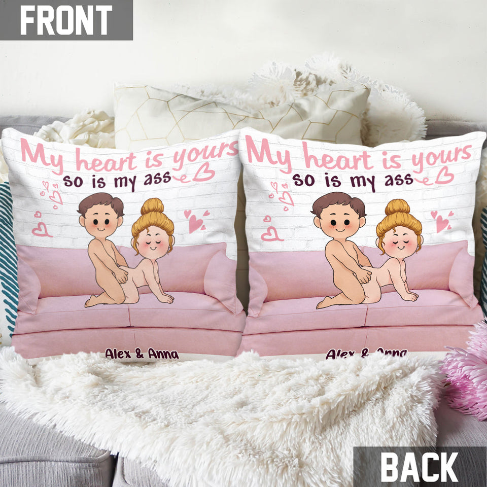 My Heart Is Yours - Personalized Couple Throw Pillow