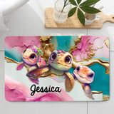 Salty Lil' Beach - Personalized Turtle Bathroom Curtain & Mats Set