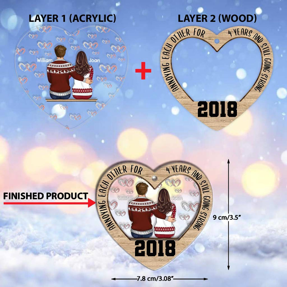 Annoying Each Other Since - Personalized Christmas Couple Layers Mix Ornament