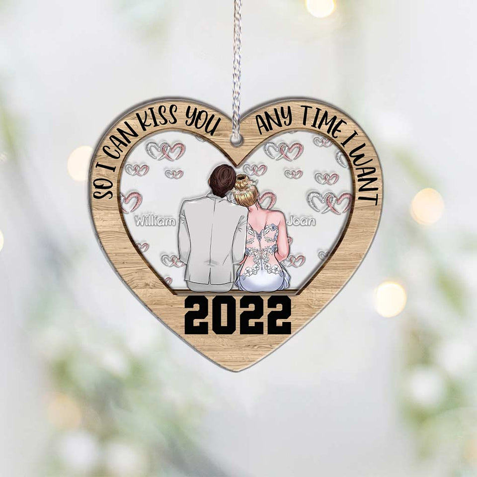 So I Can Kiss You - Personalized Christmas Couple Layers Mix Ornament