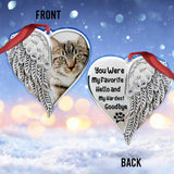 You Were My Favorite Hello and My Hardest Goodbye - Personalized Christmas Cat Ornament (Printed On Both Sides)