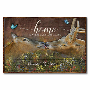 Home Is Where Our Story Begins - Personalized Couple Hunting Poster