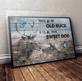 Old Buck Sweet Doe - Personalized Couple Hunting Poster