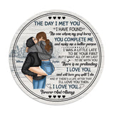 The Day I Met You - Personalized Couple Round Wood Sign
