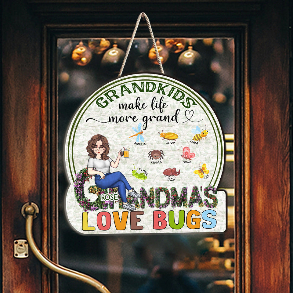 Grandma's Garden Cute Bugs - Personalized Mother's Day Grandma Wood Sign