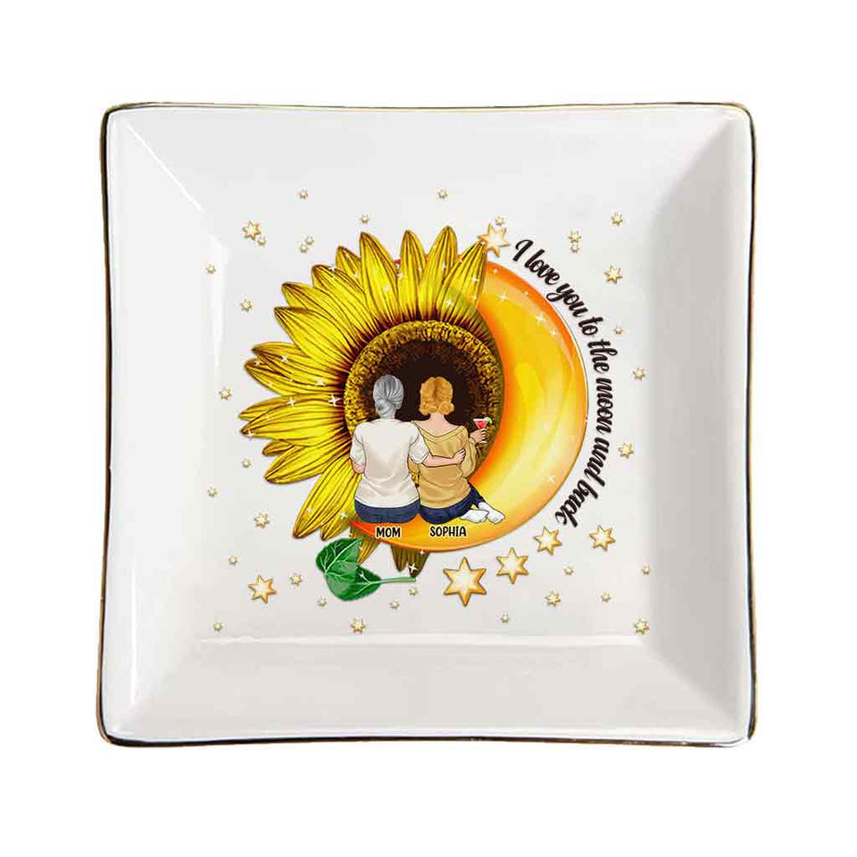To The Moon And Back - Personalized Mother's Day Mother Jewelry Dish