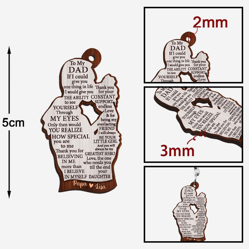 To My Dad - Personalized Father Keychain (Printed On Both Sides)