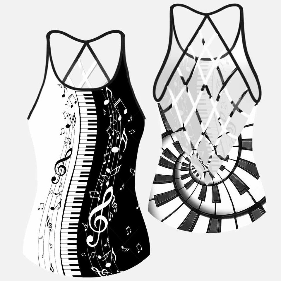 Love Music - Piano Cross Tank Top