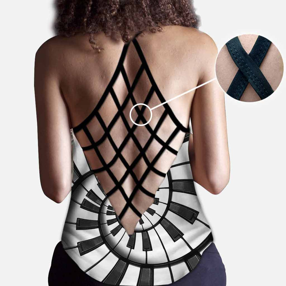Love Music - Piano Cross Tank Top