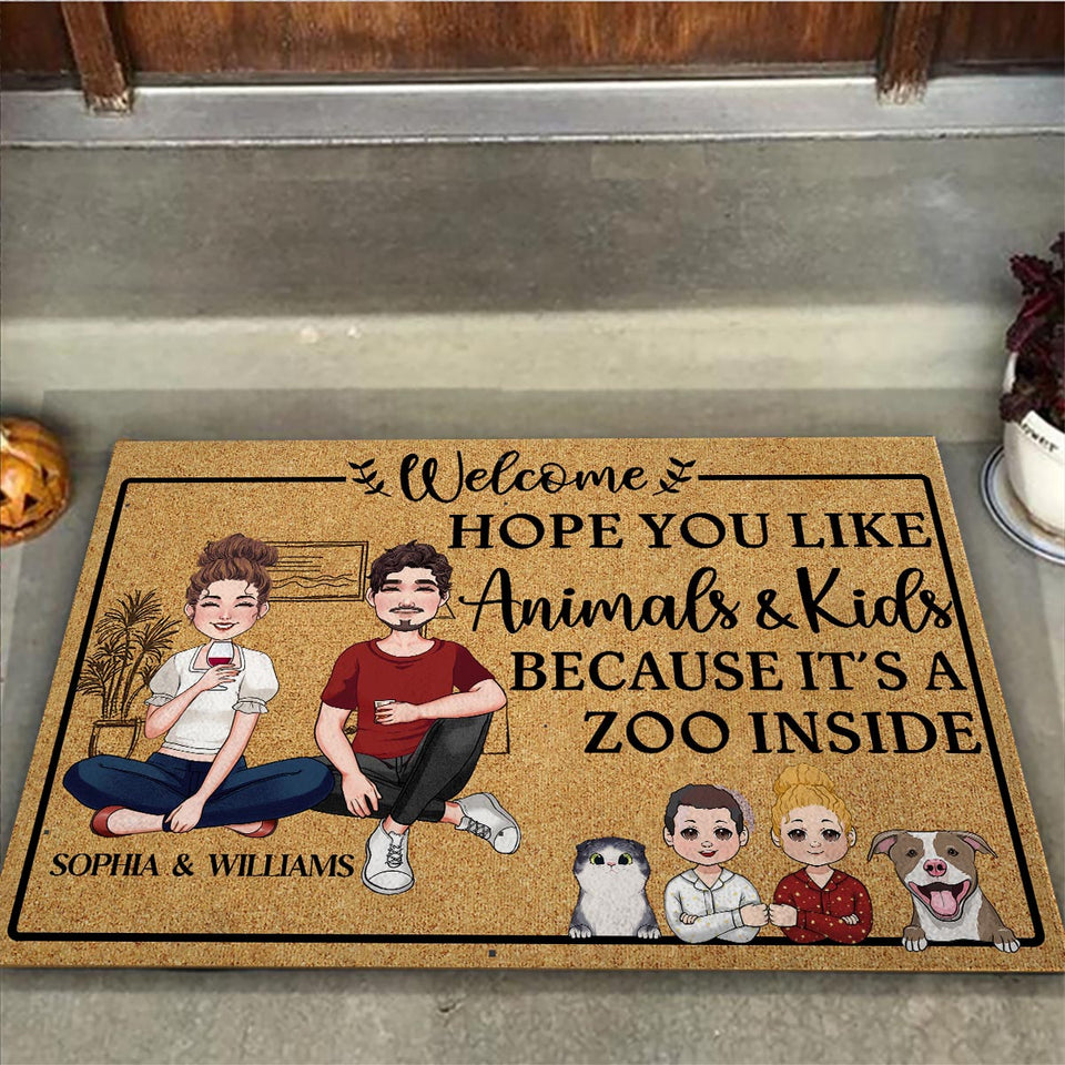 It's A Zoo Inside - Personalized Family Doormat