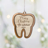 Tooth Merry Christmas - Personalized Dentist Layered Wood Ornament