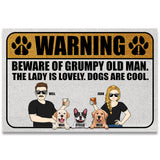 Beware Of Grumpy Old Man Lovely Lady Cool Dogs - Personalized Couple Dog Doormat