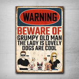 Beware Of Grumpy Old Man Lovely Lady Cool Dogs - Personalized Couple Dog Rectangle Metal Sign