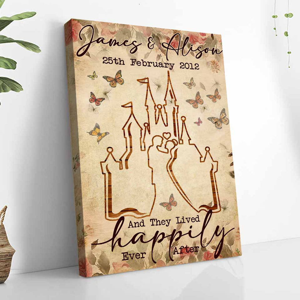 And They Lived Happily Ever After - Personalized Wedding Anniversary Couple Poster