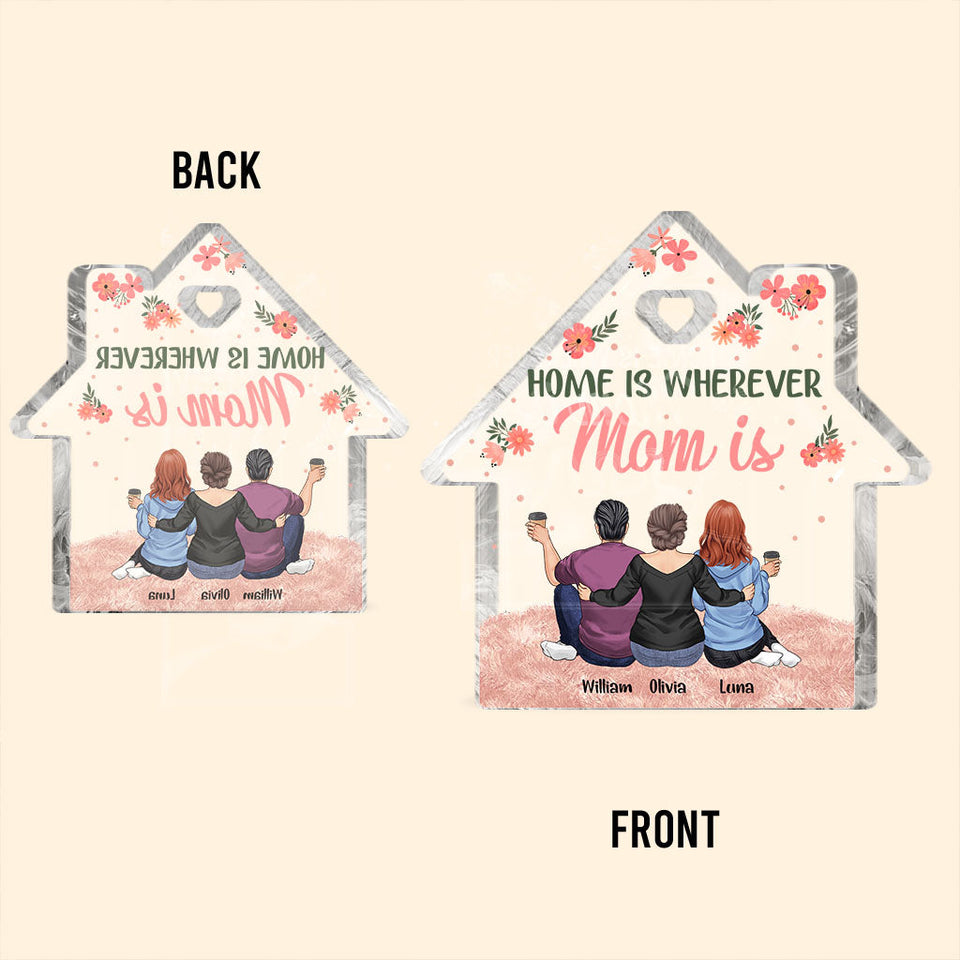 Home Is Wherever Mom Is - Personalized Mother's Day Mother Custom Shaped Acrylic Plaque