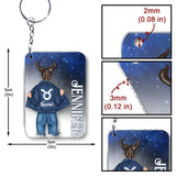 Zodiac Denim Girl - Personalized Horoscope Transparent Keychain