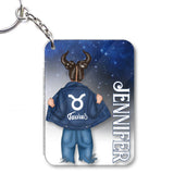 Zodiac Denim Girl - Personalized Horoscope Transparent Keychain