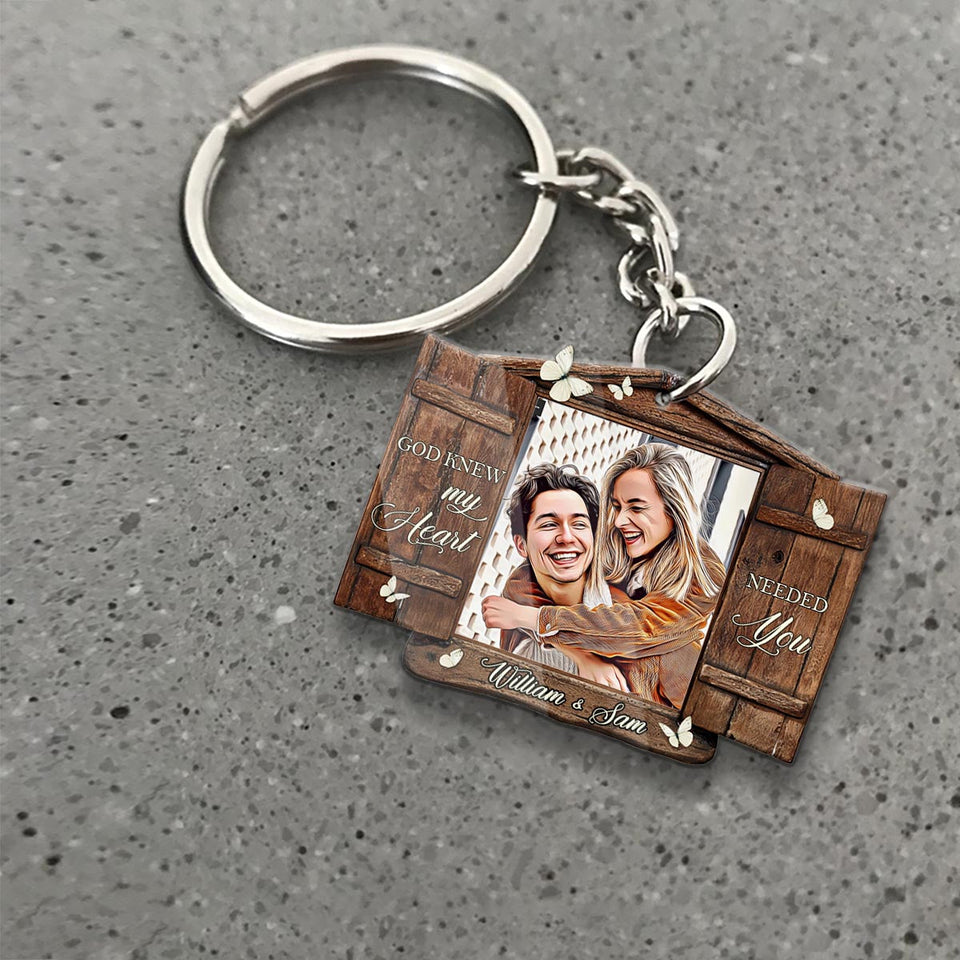 God Knew My Heart - Personalized Couple Keychain