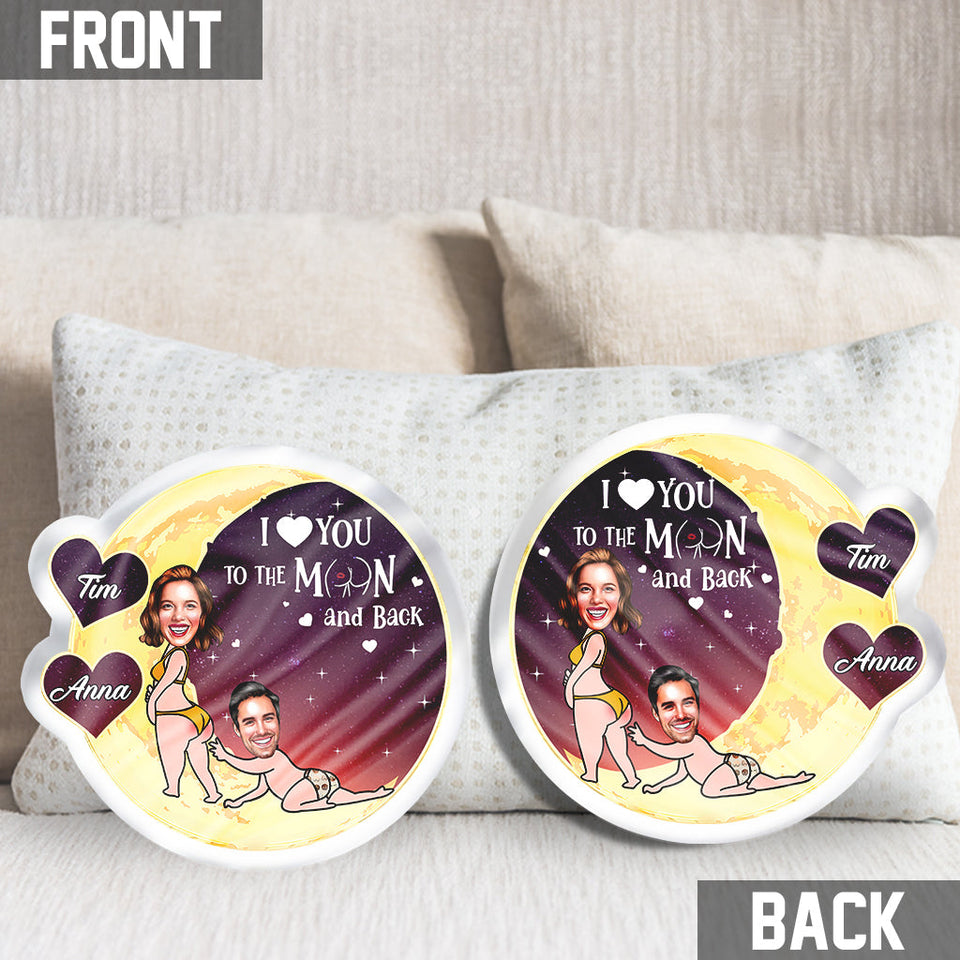 I Love You To The Moon - Personalized Couple Shaped Pillow