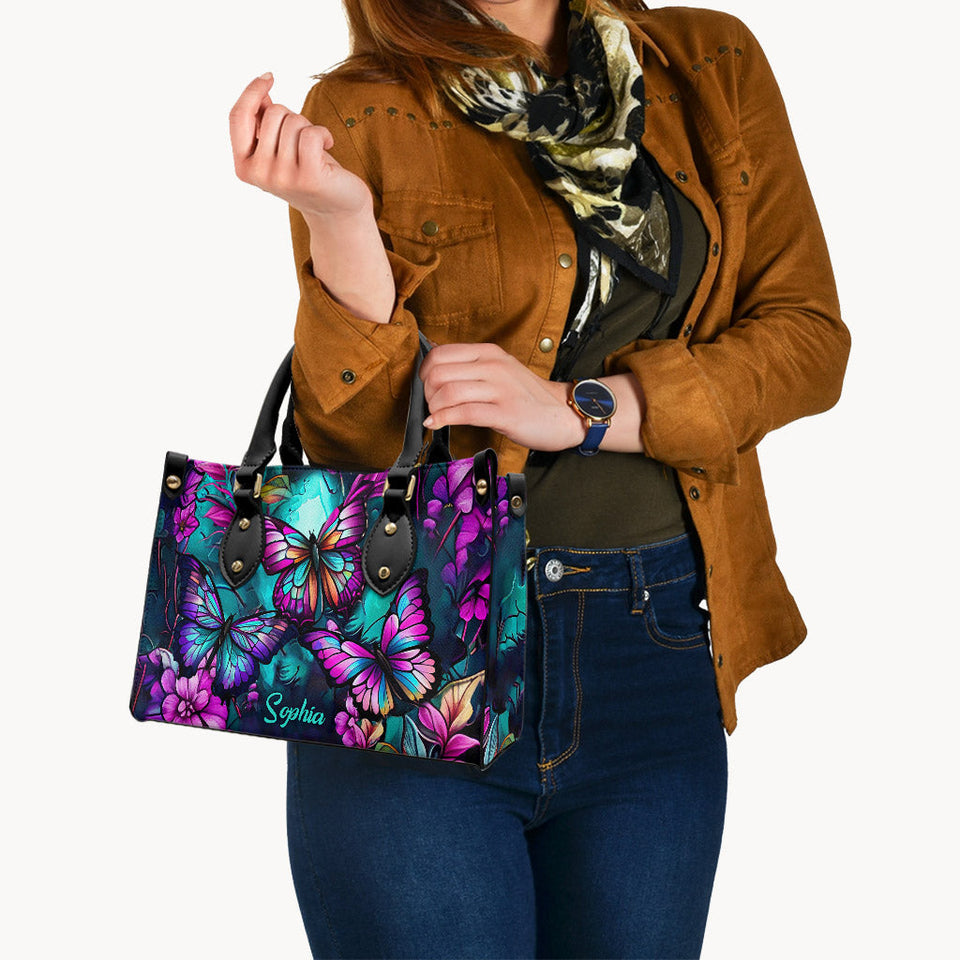 Beautiful Butterflies - Personalized Butterfly Leather Handbag