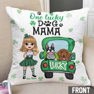 One Lucky Dog Mom Truck - Personalized Patrick's Day Throw Pillow