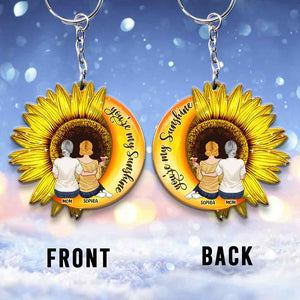 You're My Sunshine - Personalized Mother's Day Mother Keychain (Printed On Both Sides)