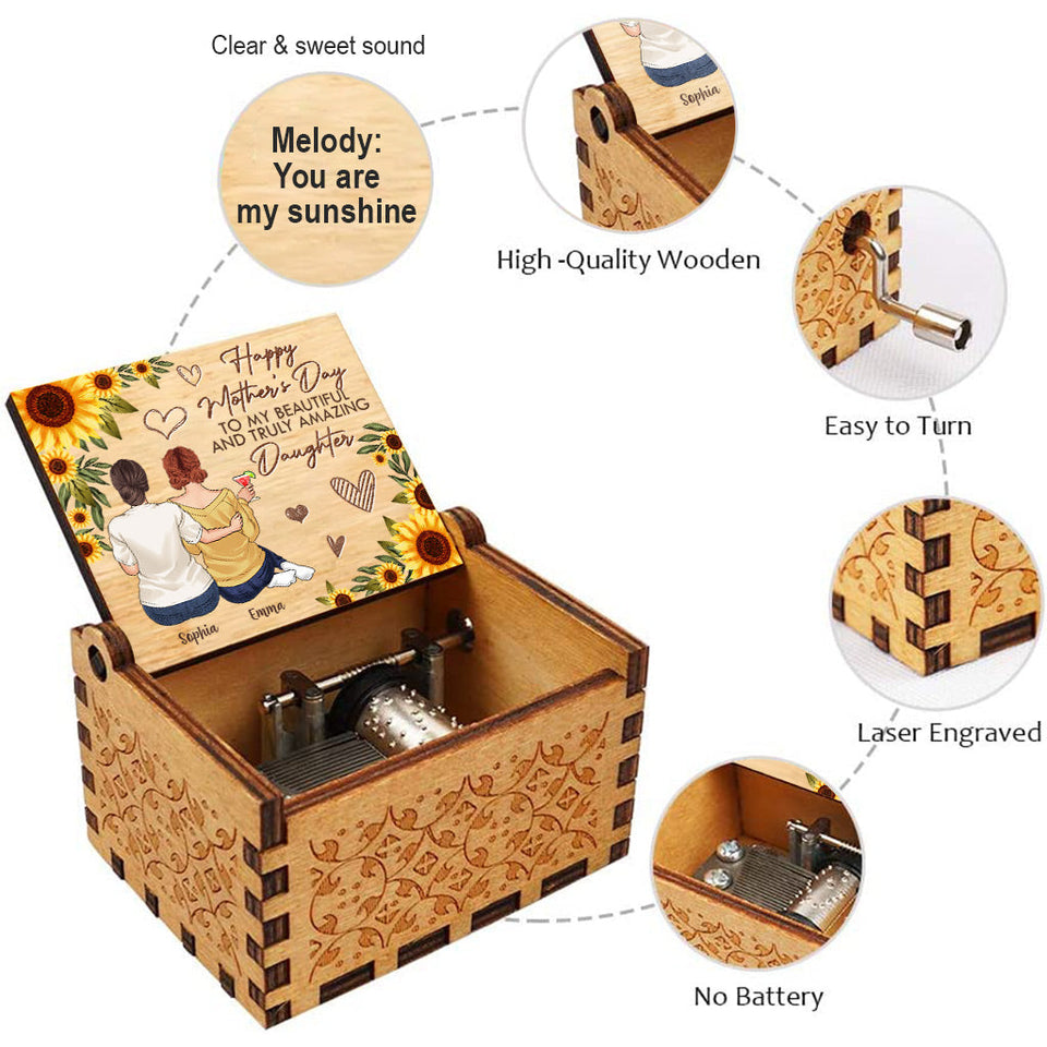 To My Beautiful And Truly Amazing - Personalized Mother's Day Mother Hand Crank Music Box