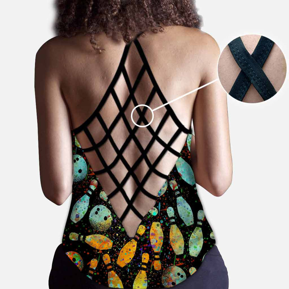 Play Like A Girl - Bowling Cross Tank Top