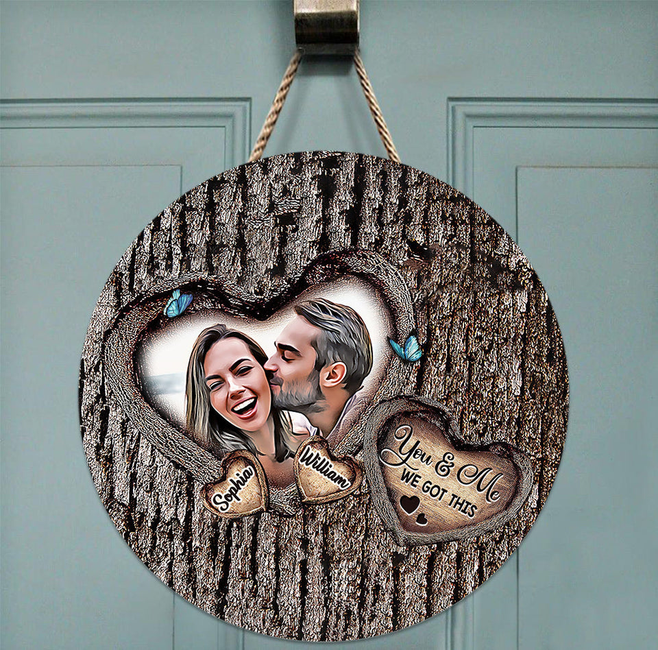 God Bless The Broken Road - Personalized Couple Round Wood Sign