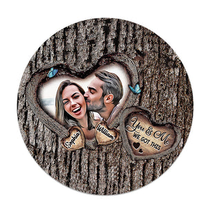 God Bless The Broken Road - Personalized Couple Round Wood Sign