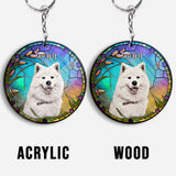 A Piece Of My Heart Is At Rainbow Bridge - Personalized Dog Keychain