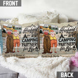 Husband And Wife Camping Couple - Personalized Throw Pillow