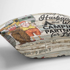 Husband And Wife Camping Couple - Personalized Throw Pillow
