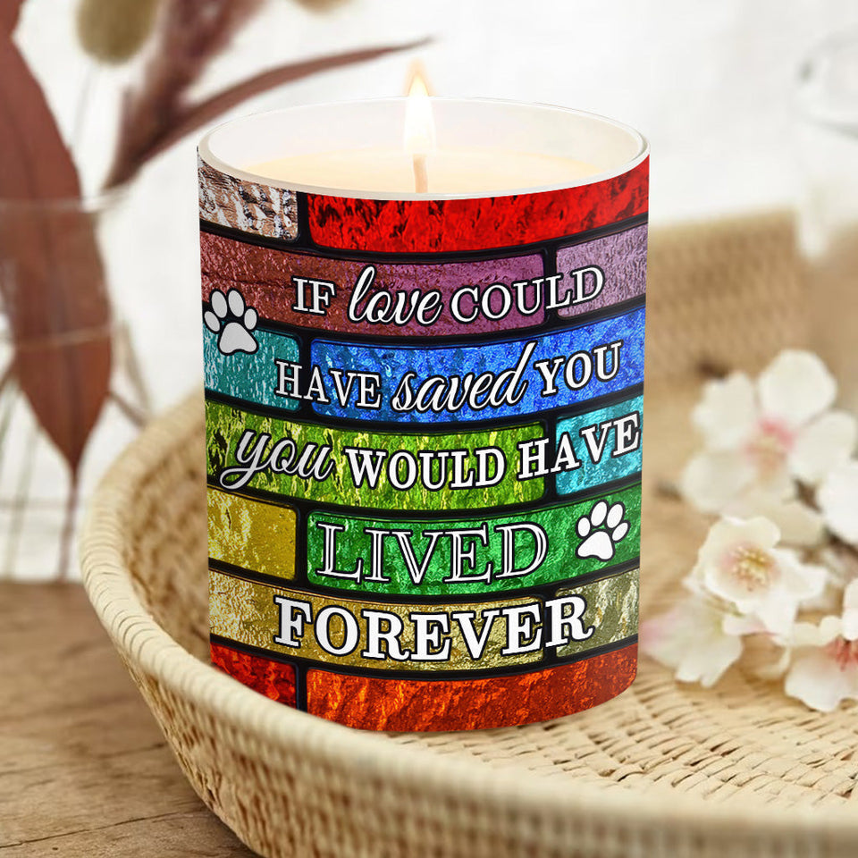 Stained Glass Dog - Personalized Dog Candle With Wooden Lid