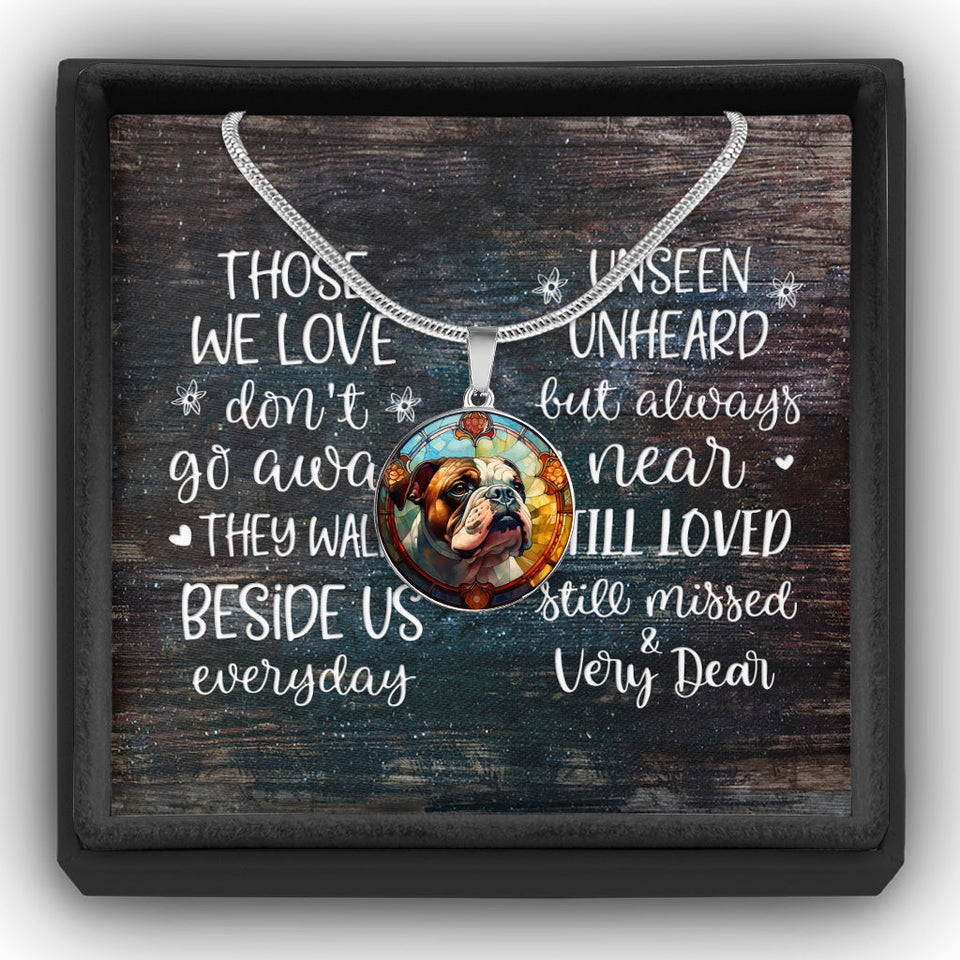 Stained Glass Dog - Personalized Dog Round Pendant Necklace